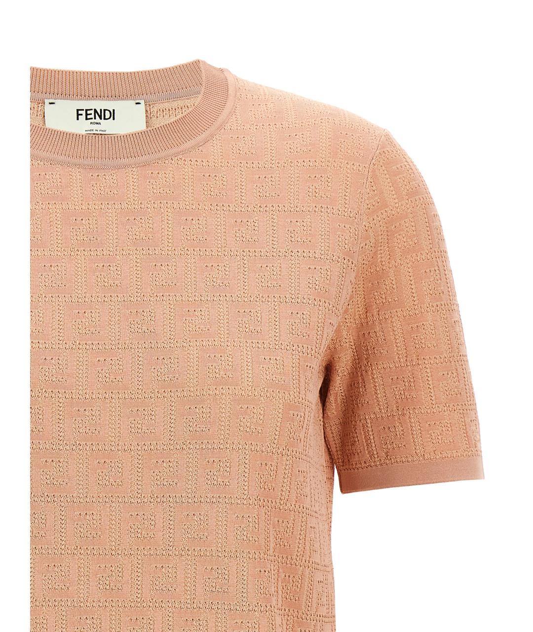 FENDI Розовая хлопковая футболка, фото 3