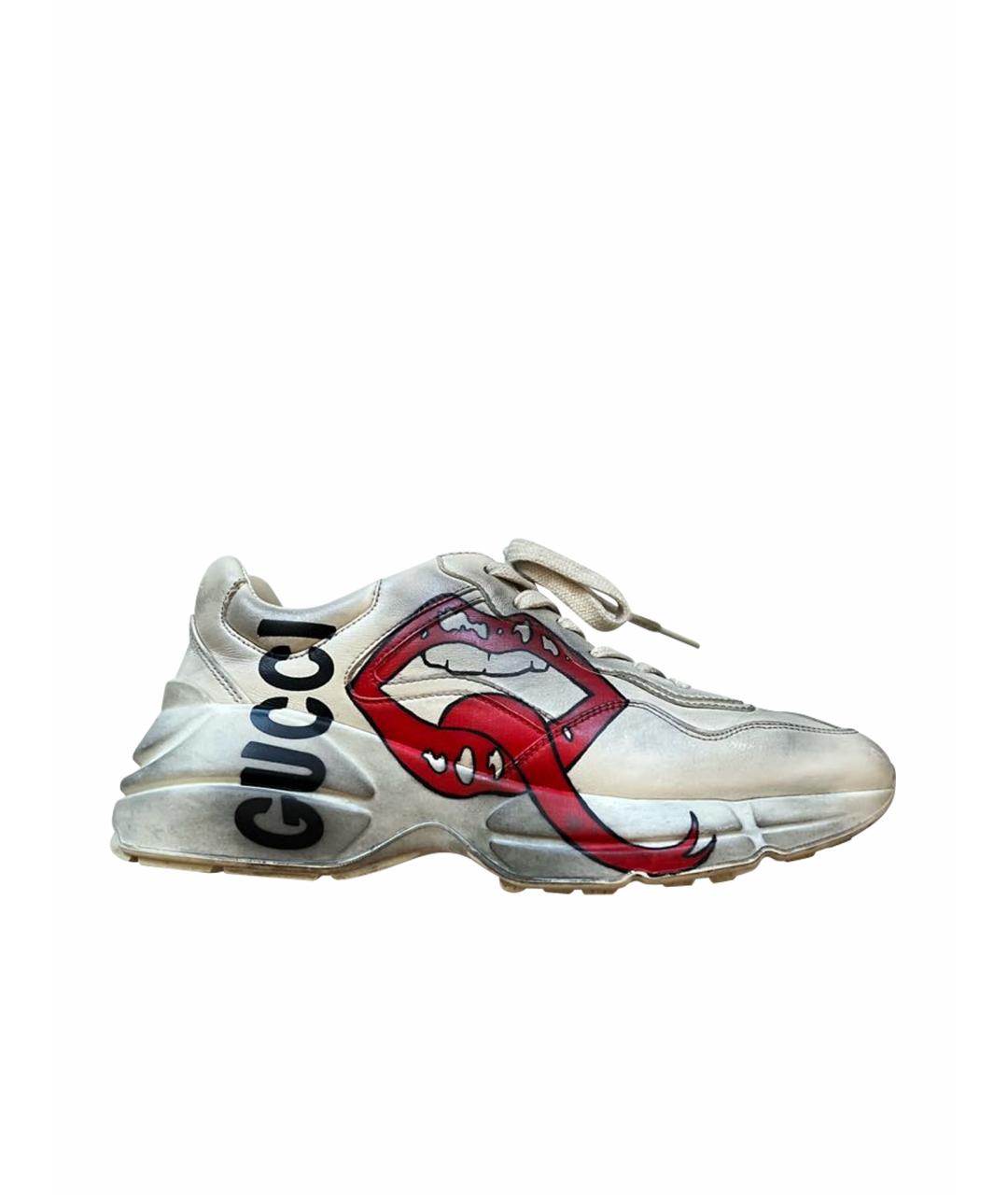 GUCCI Белые кожаные кроссовки, фото 1