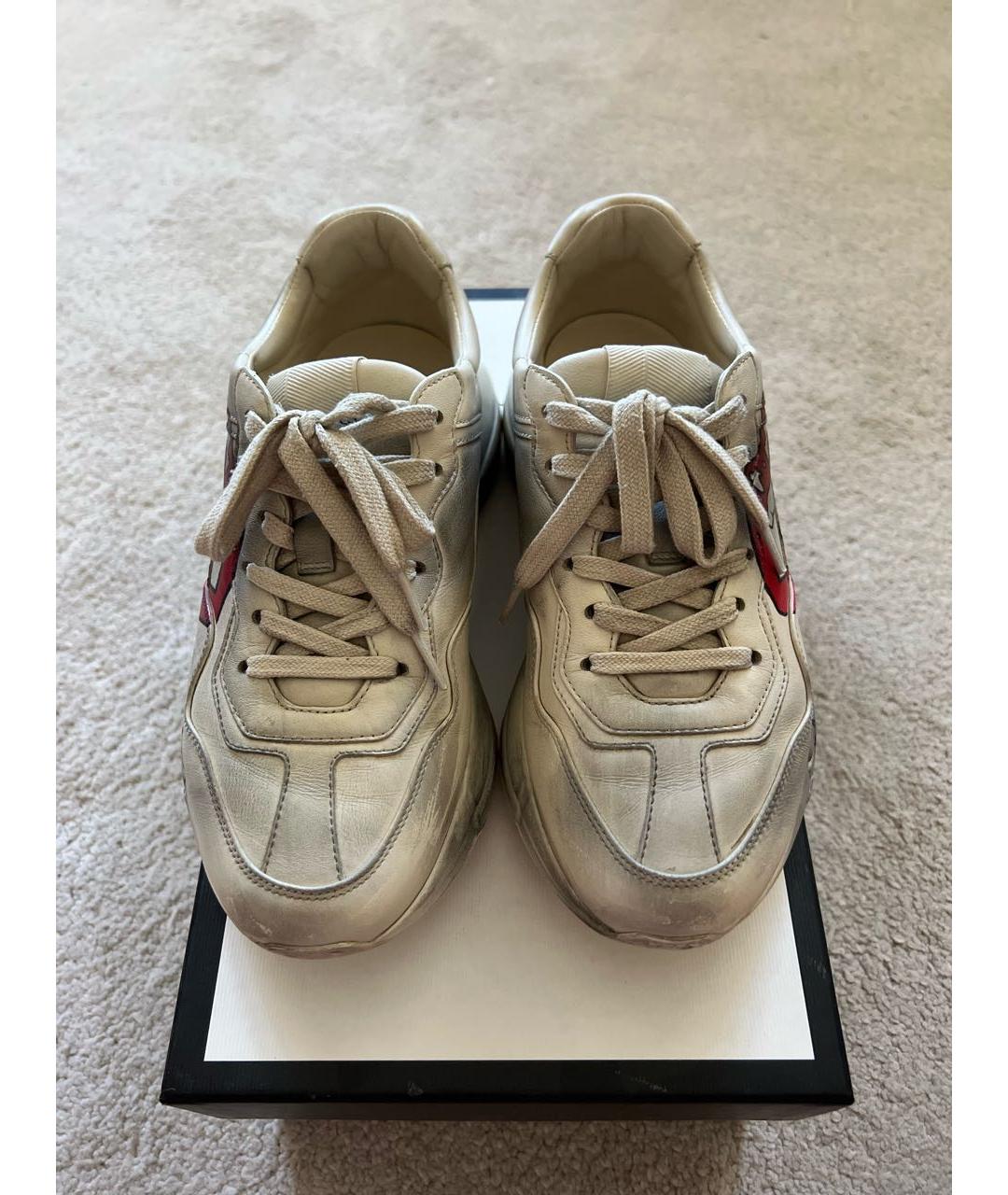 GUCCI Белые кожаные кроссовки, фото 2