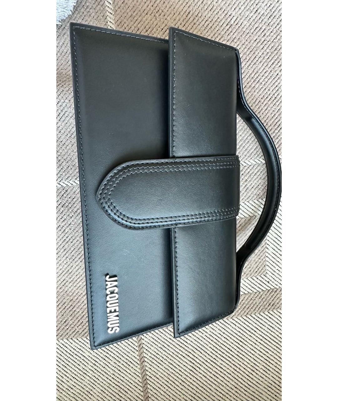 JACQUEMUS Черная кожаная сумка с короткими ручками, фото 6