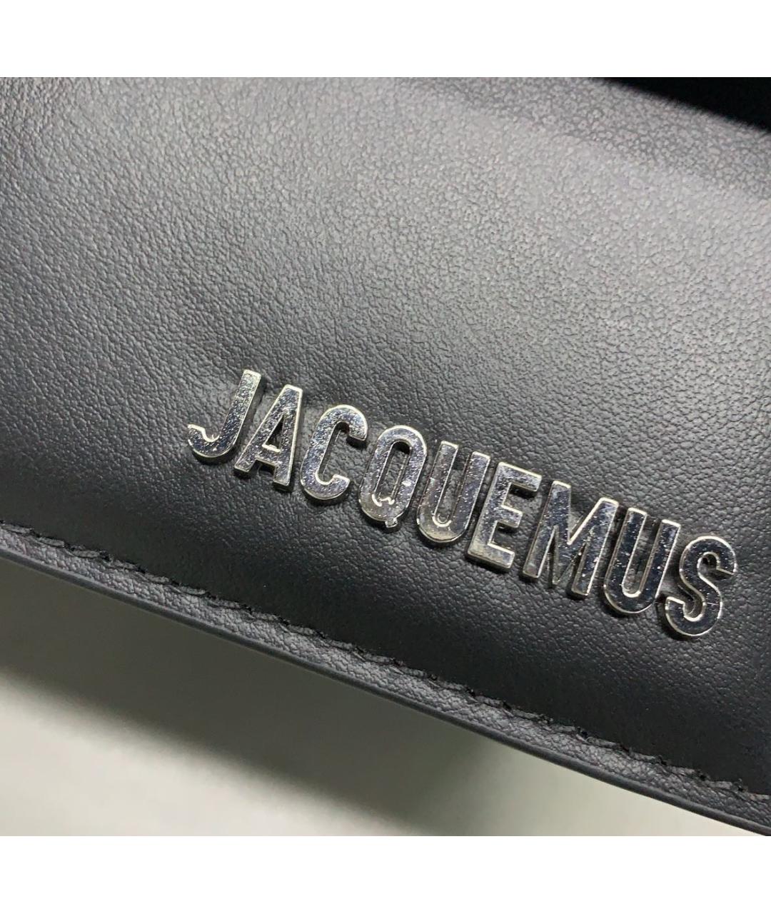 JACQUEMUS Черная кожаная сумка с короткими ручками, фото 4