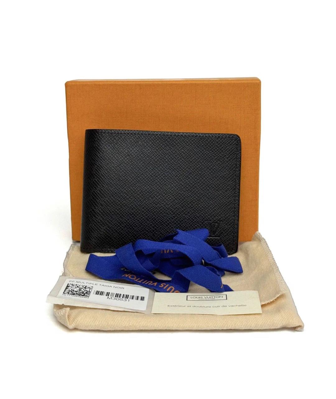 LOUIS VUITTON Черный кожаный кошелек, фото 2