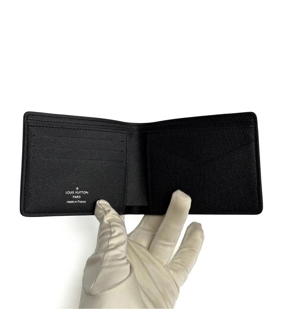 LOUIS VUITTON Черный кожаный кошелек, фото 4