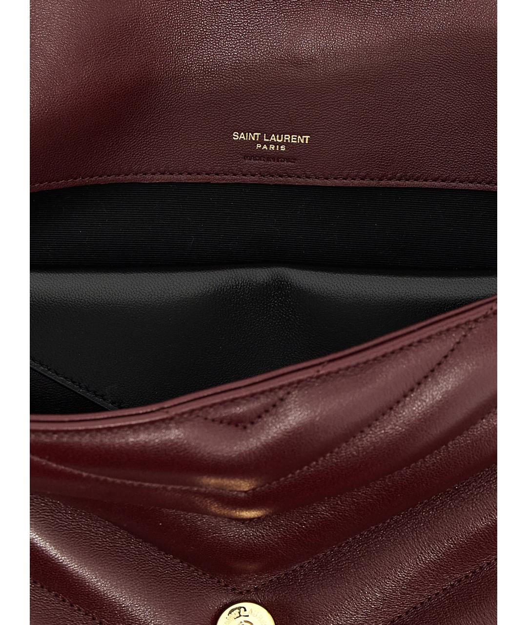 SAINT LAURENT Бордовая кожаная сумка через плечо, фото 3