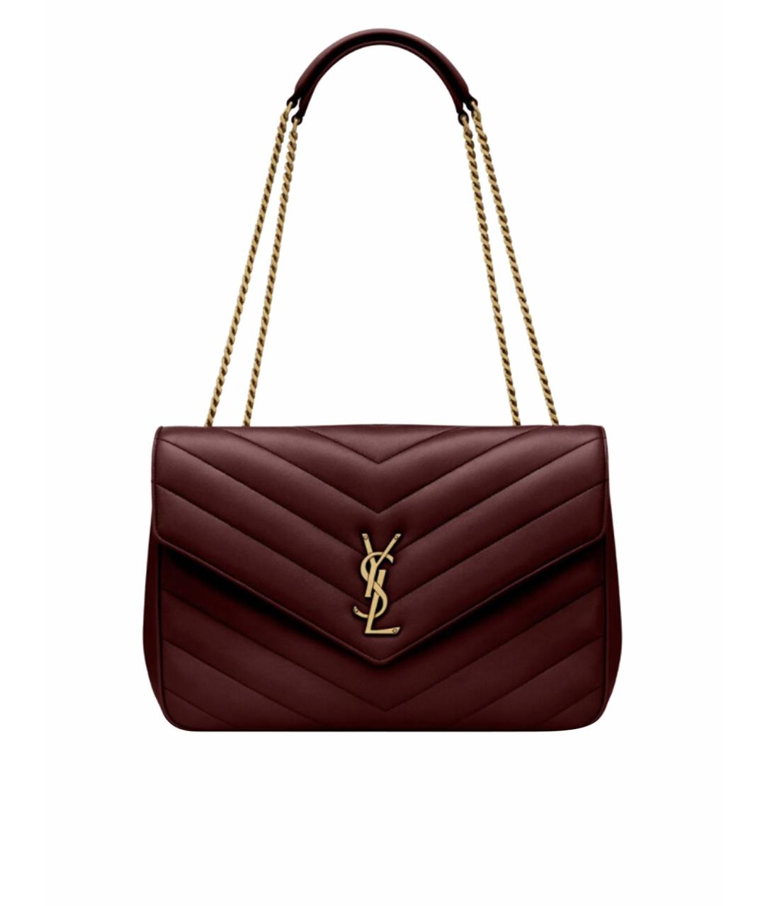 SAINT LAURENT Бордовая кожаная сумка через плечо, фото 1
