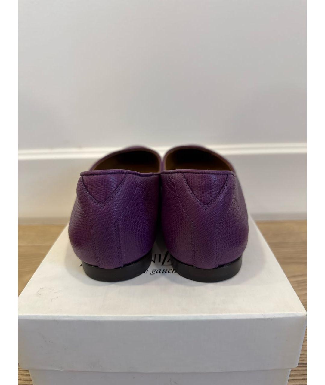 SAINT LAURENT Фиолетовые кожаные балетки, фото 4