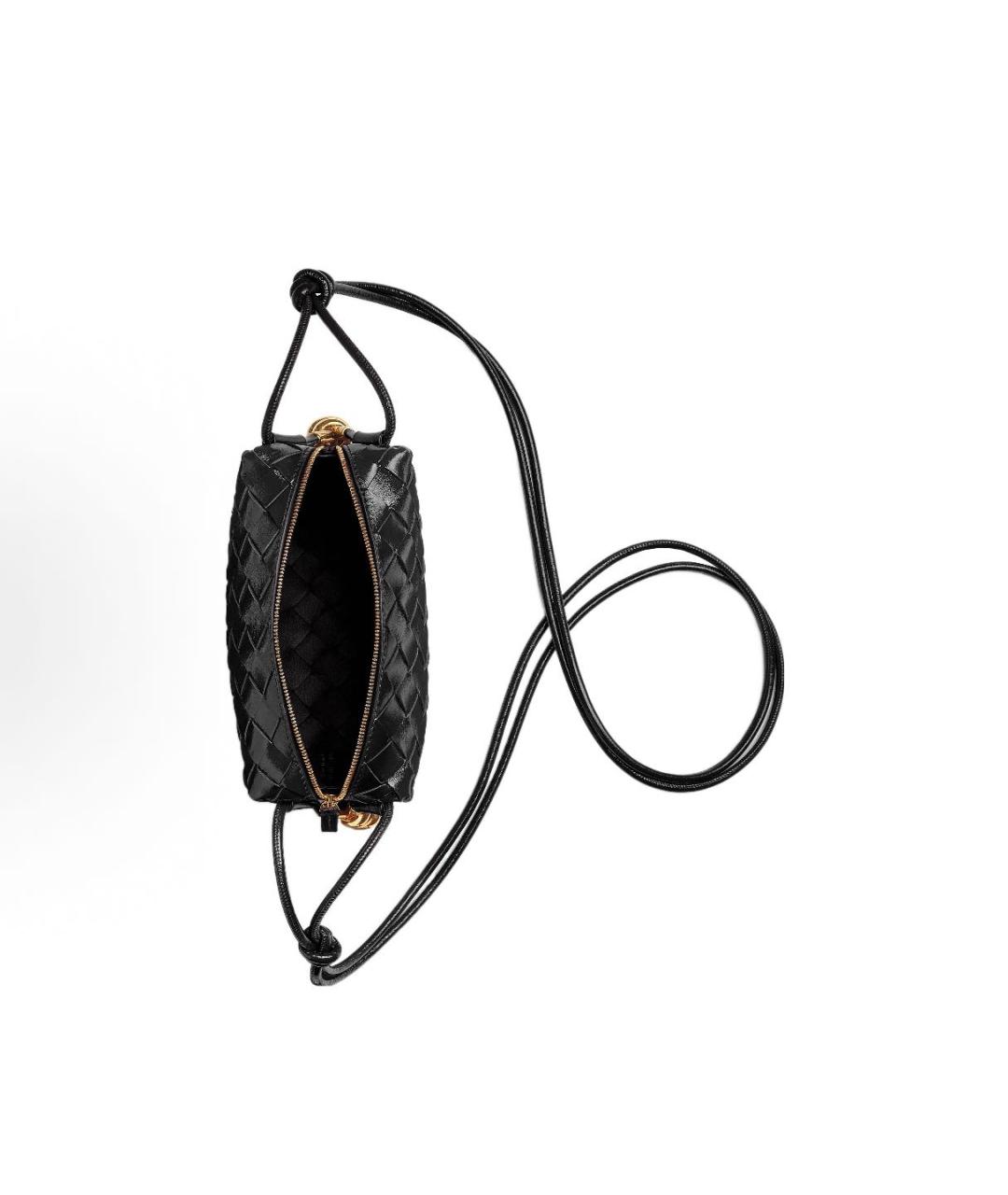 BOTTEGA VENETA Черная кожаная сумка через плечо, фото 3