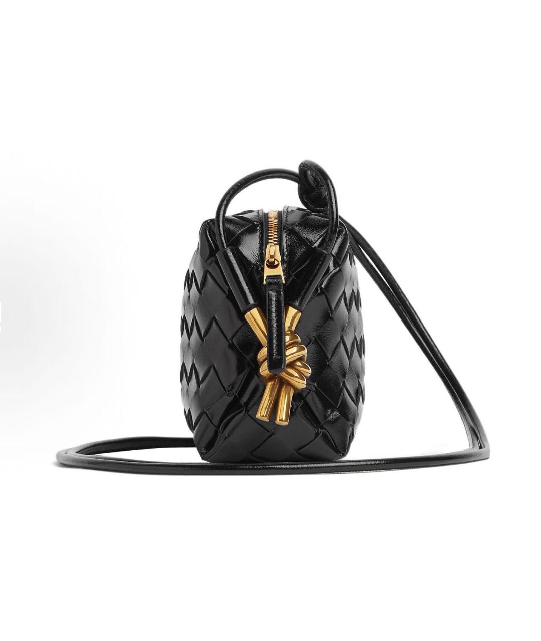 BOTTEGA VENETA Черная кожаная сумка через плечо, фото 2