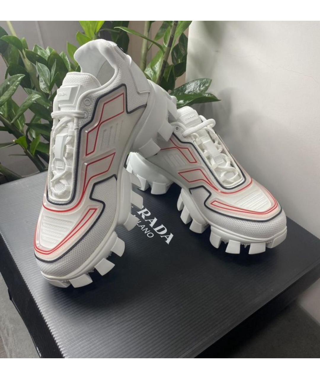PRADA Белые кожаные кроссовки, фото 5