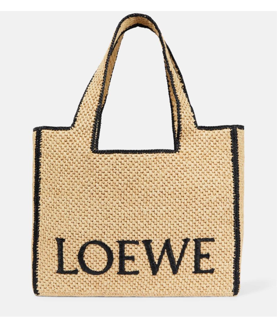 LOEWE Бежевая пелетеная пляжная сумка, фото 3