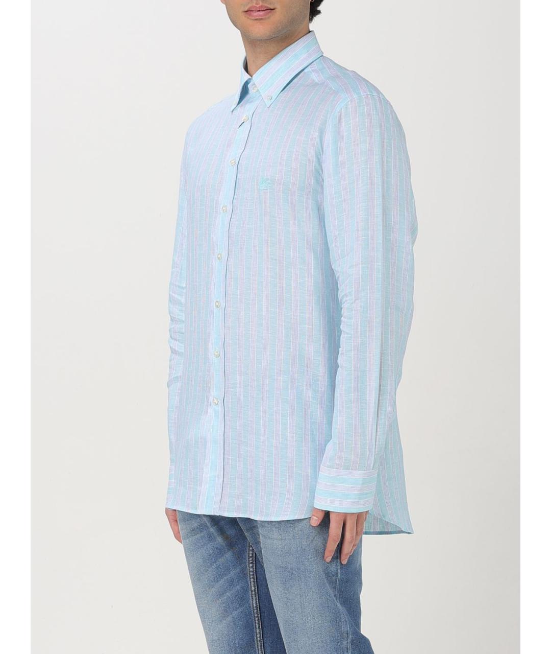 ETRO Голубая льняная кэжуал рубашка, фото 4