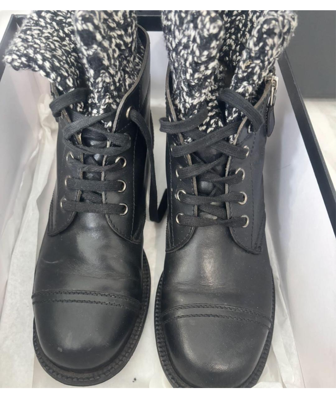 CHANEL Черные кожаные ботинки, фото 2