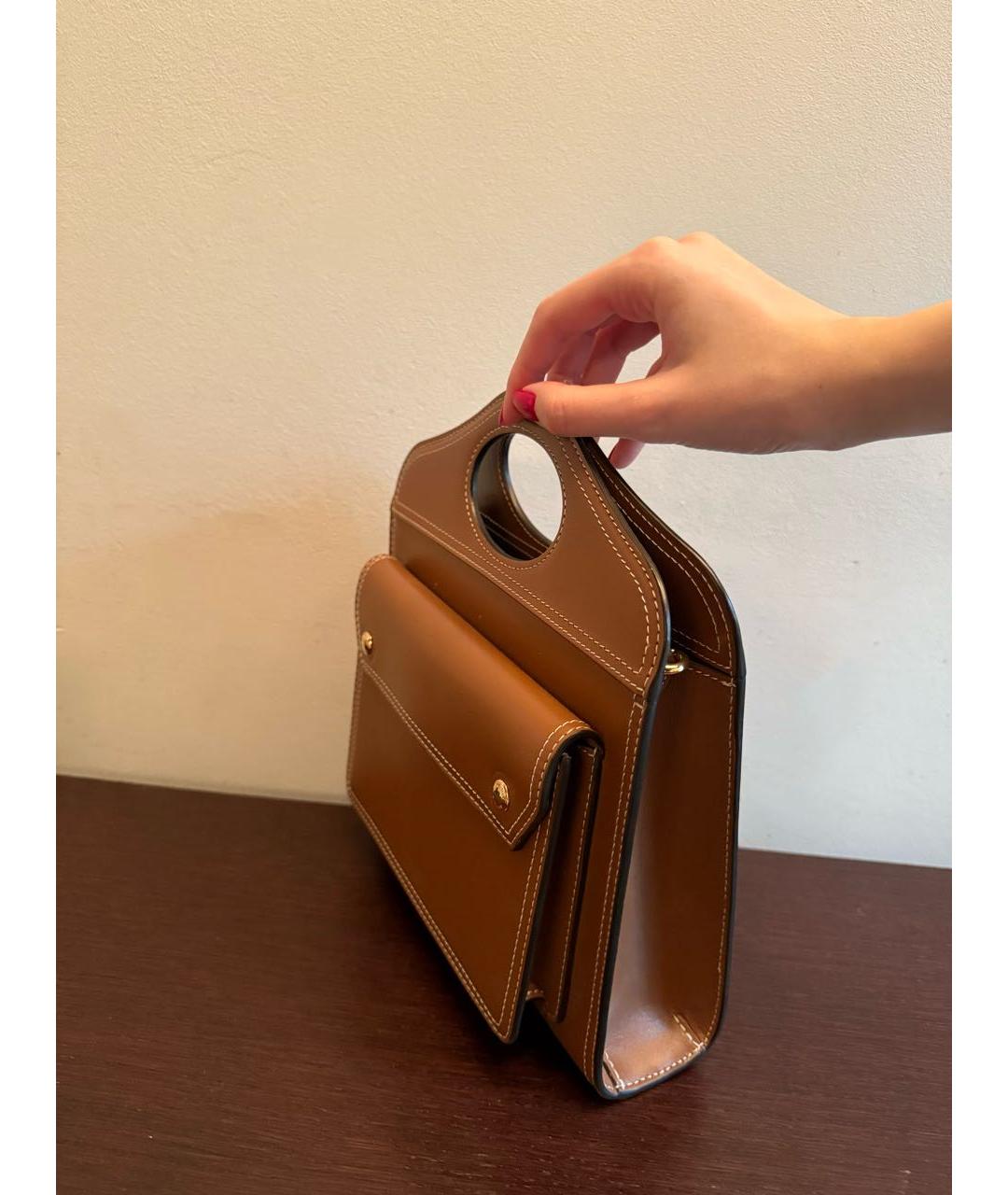 BURBERRY Коричневая кожаная сумка тоут, фото 2