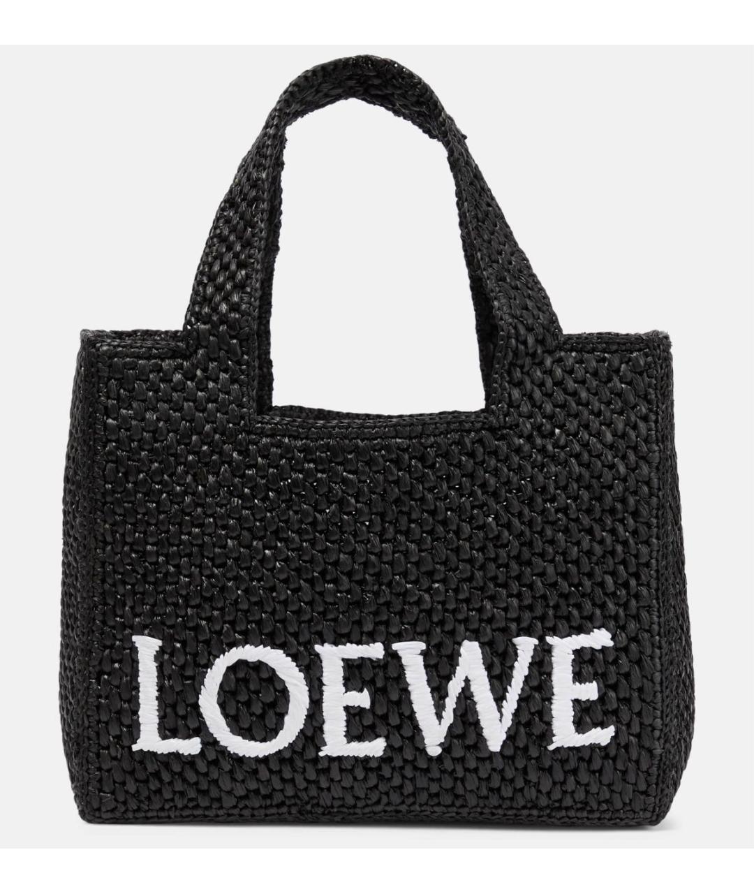 LOEWE Черная пелетеная сумка с короткими ручками, фото 3