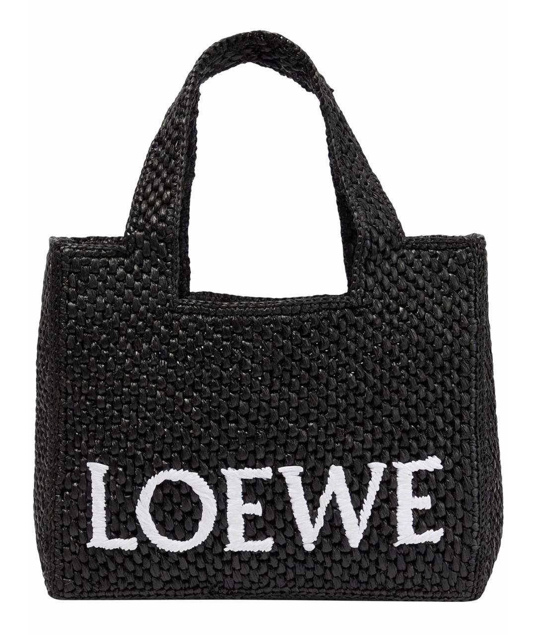 LOEWE Черная пелетеная сумка с короткими ручками, фото 1