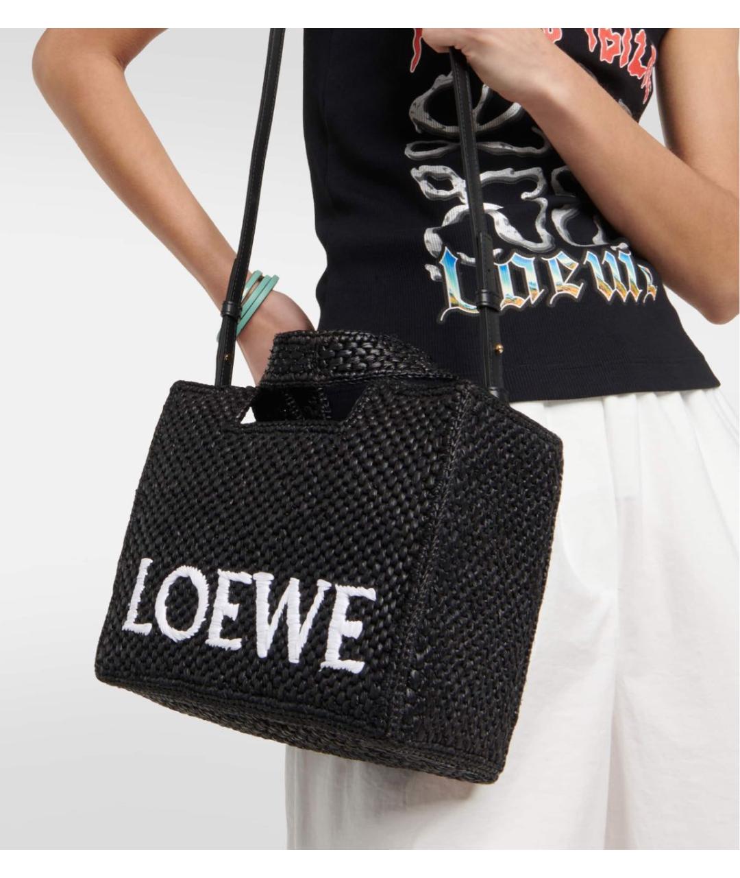 LOEWE Черная пелетеная сумка с короткими ручками, фото 2