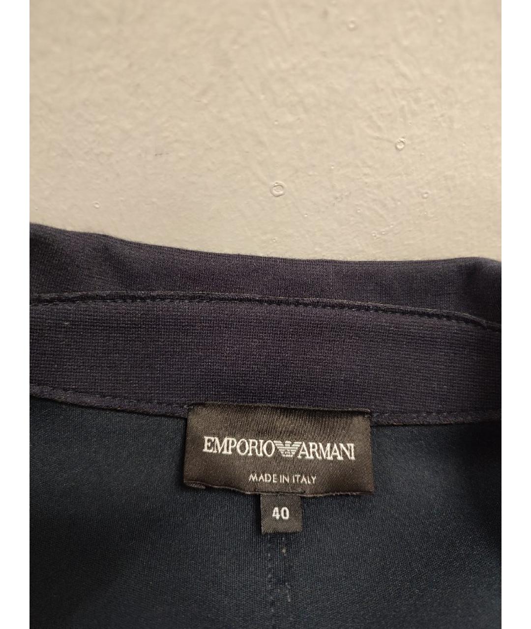 EMPORIO ARMANI Темно-синее вискозное пальто, фото 3