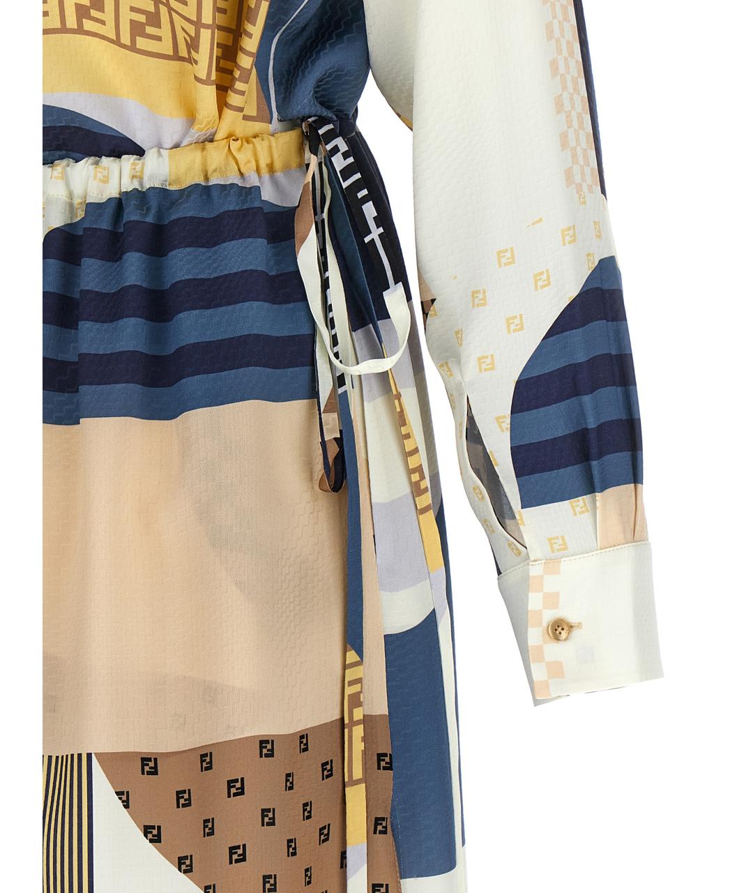 FENDI Мульти шелковое платье, фото 4
