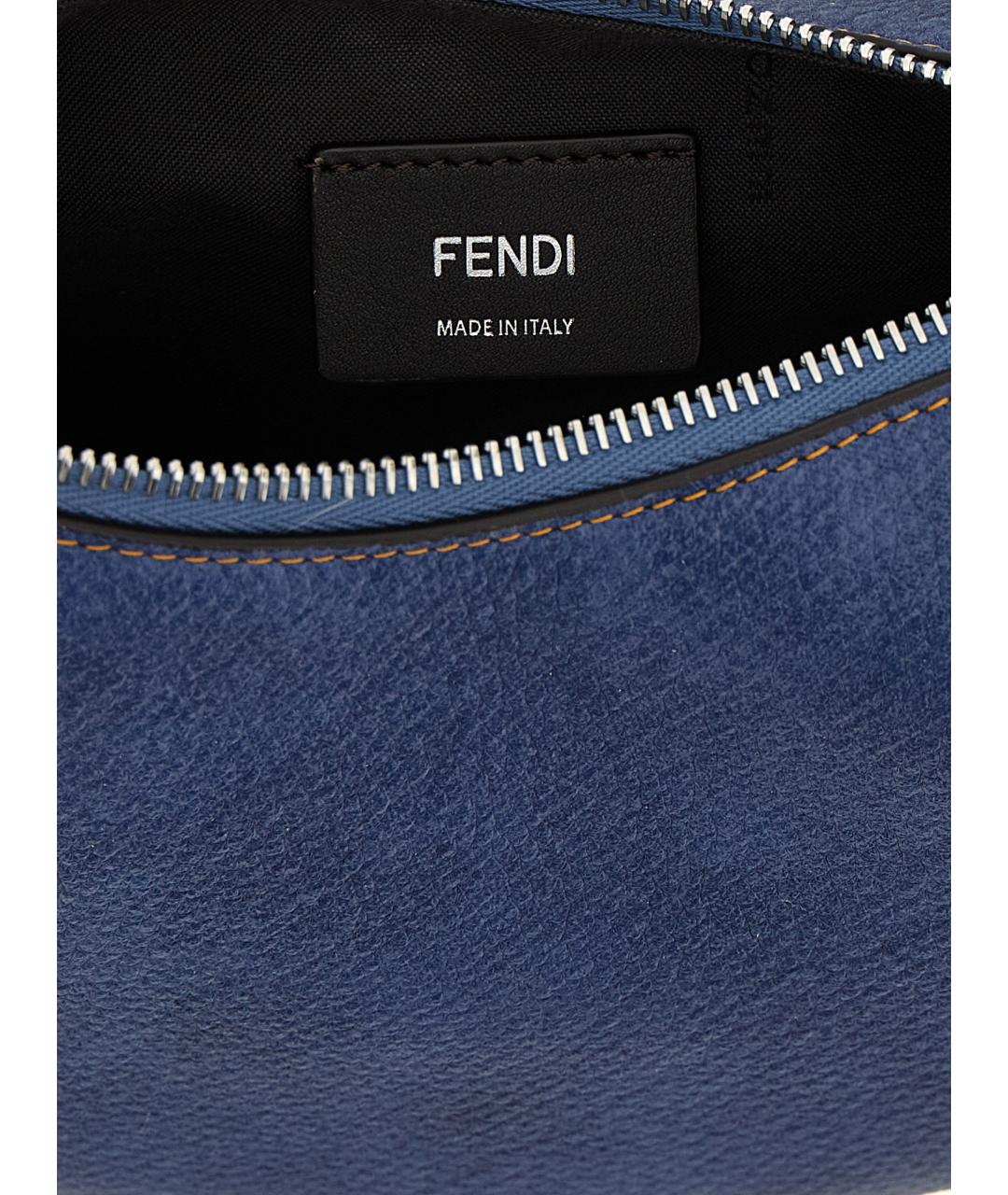 FENDI Синяя кожаная сумка с короткими ручками, фото 4