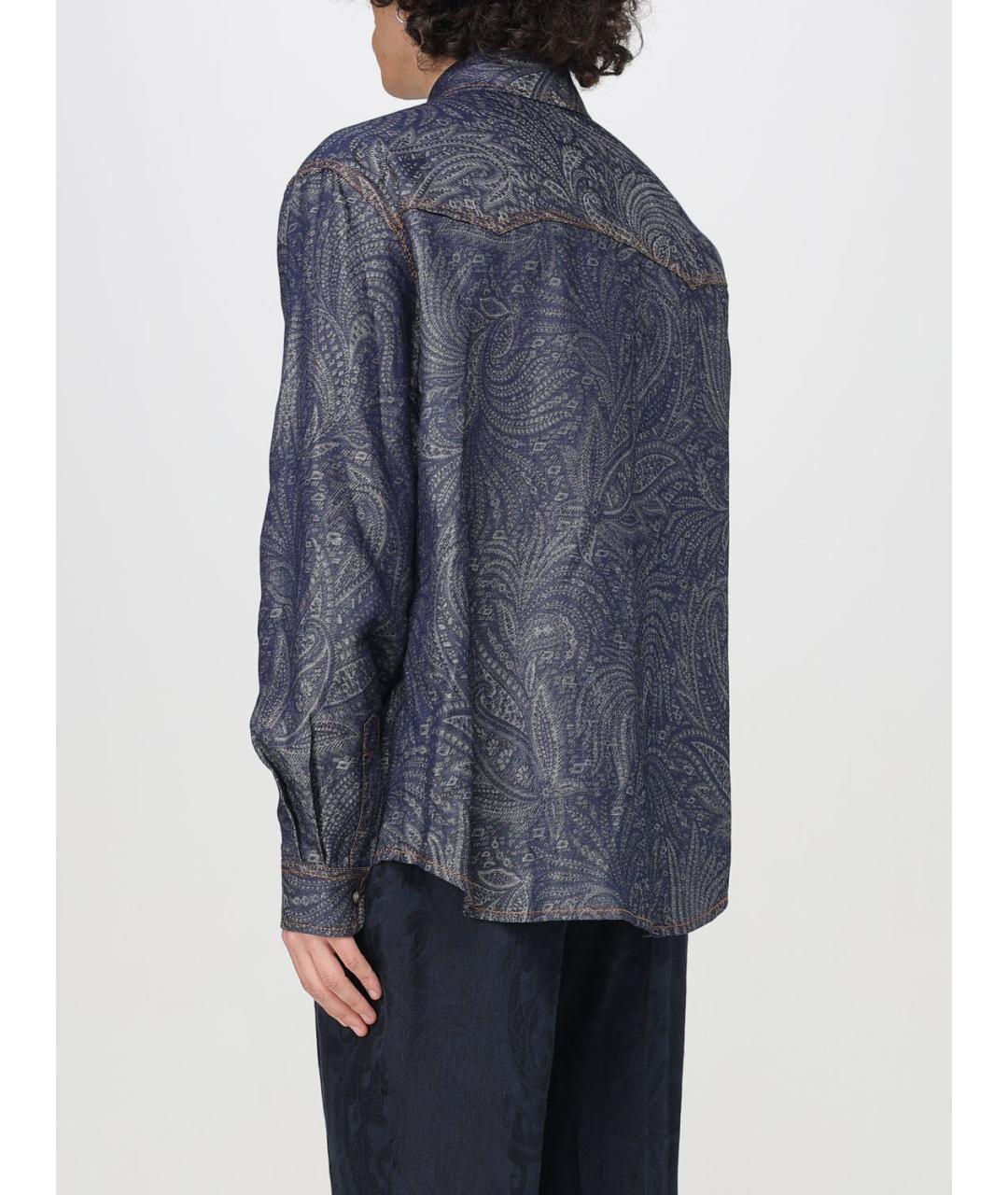 ETRO Синяя хлопковая кэжуал рубашка, фото 4