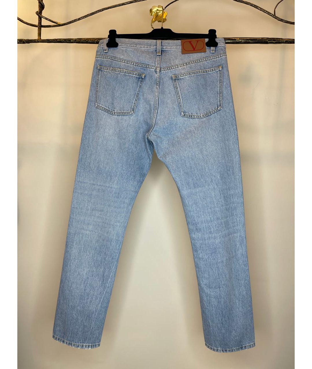 OFF-WHITE Голубые хлопковые прямые джинсы, фото 2