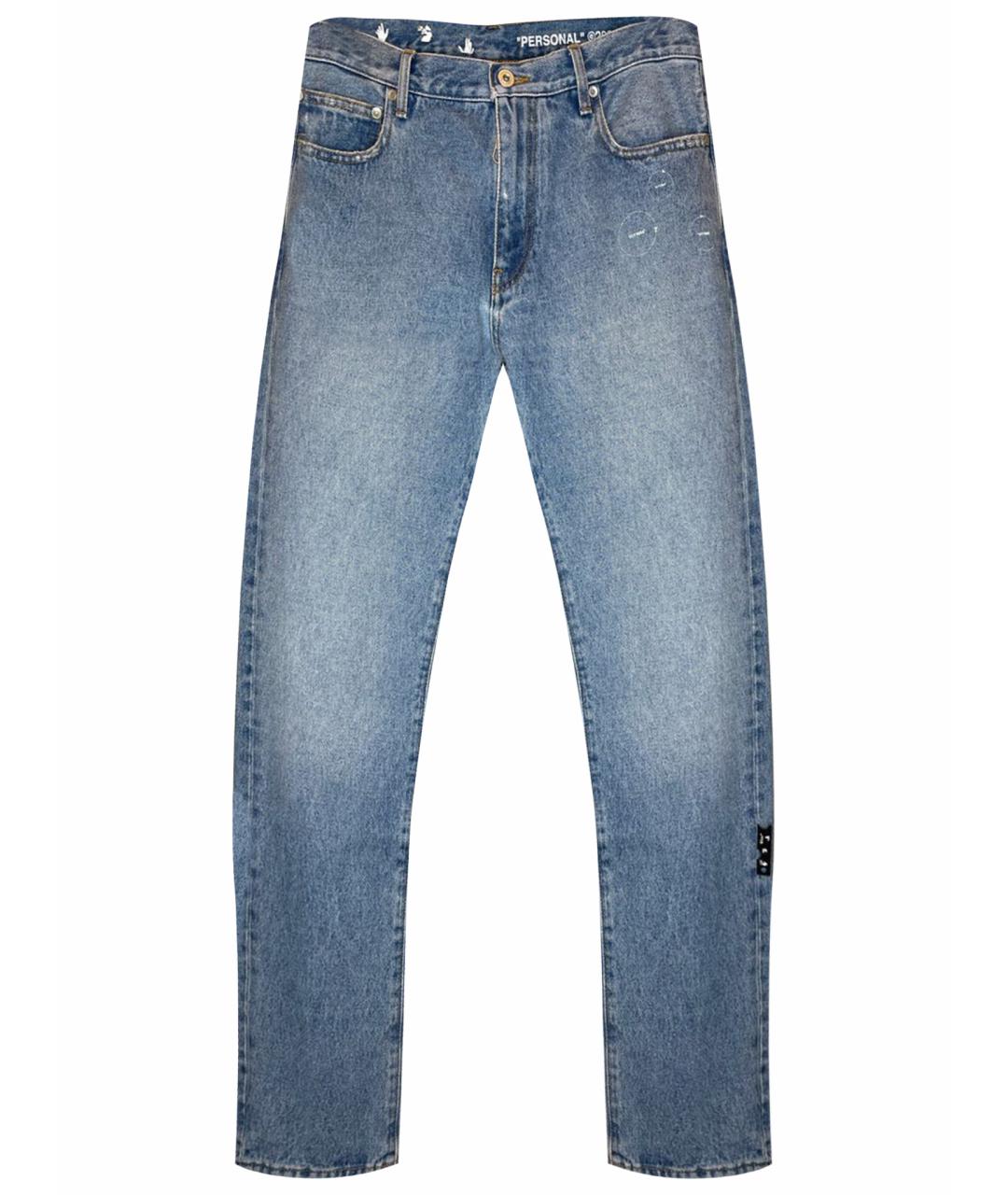 OFF-WHITE Голубые хлопковые прямые джинсы, фото 1