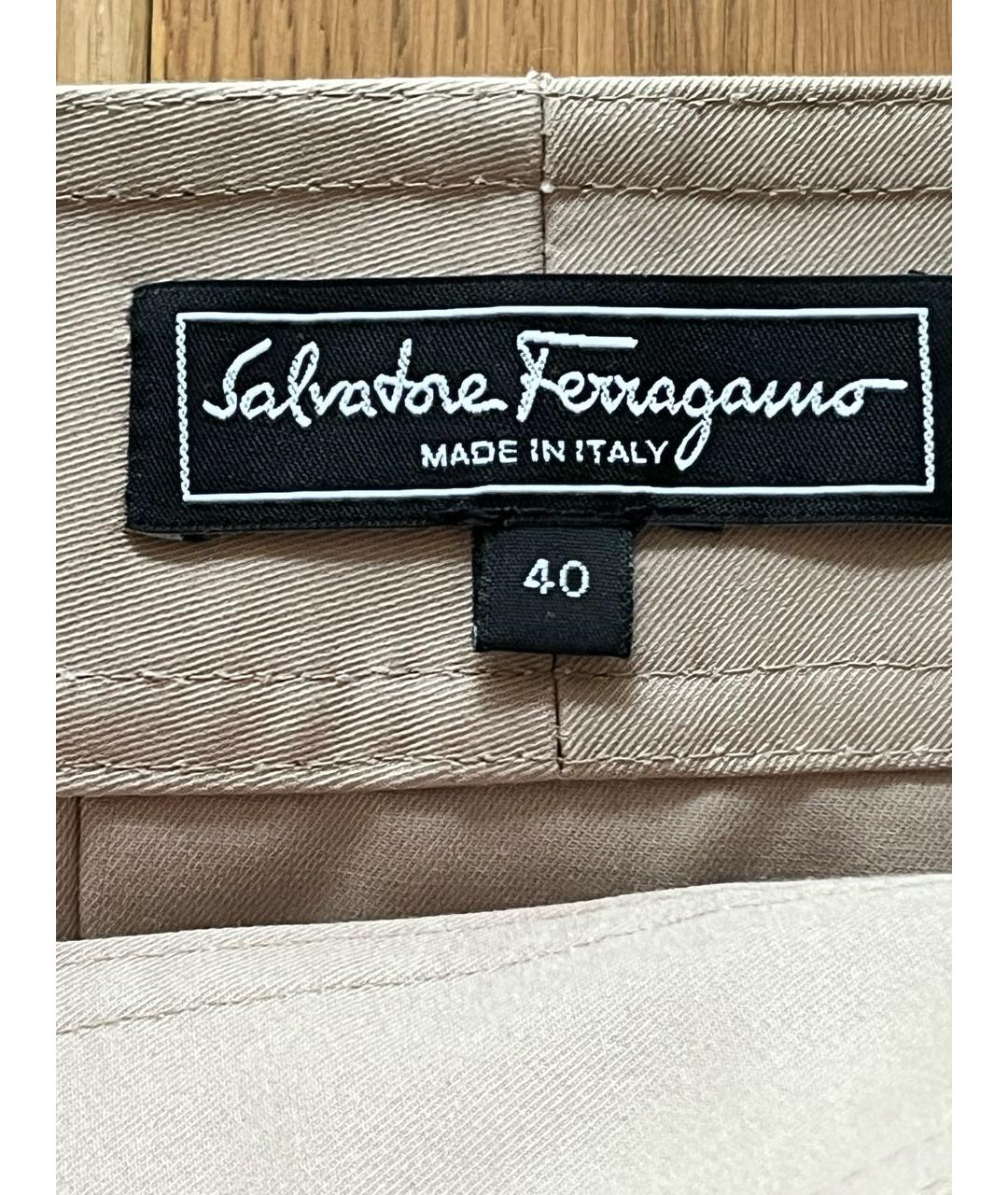 FERRAGAMO Хаки хлопковая юбка мини, фото 8