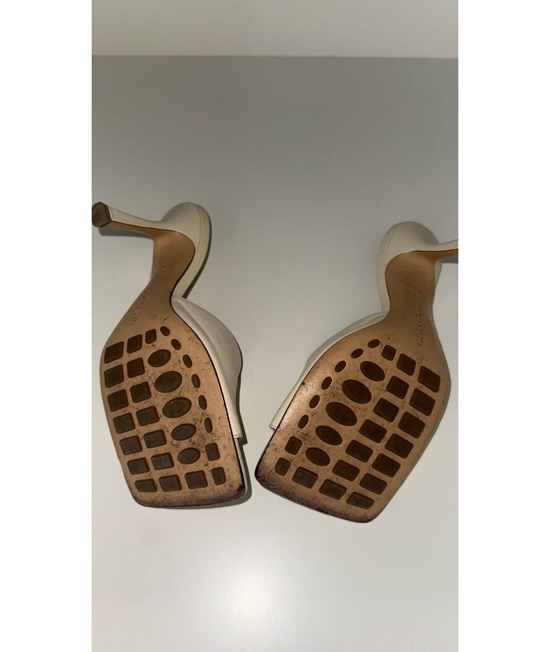 BOTTEGA VENETA Бежевые кожаные мюли, фото 7