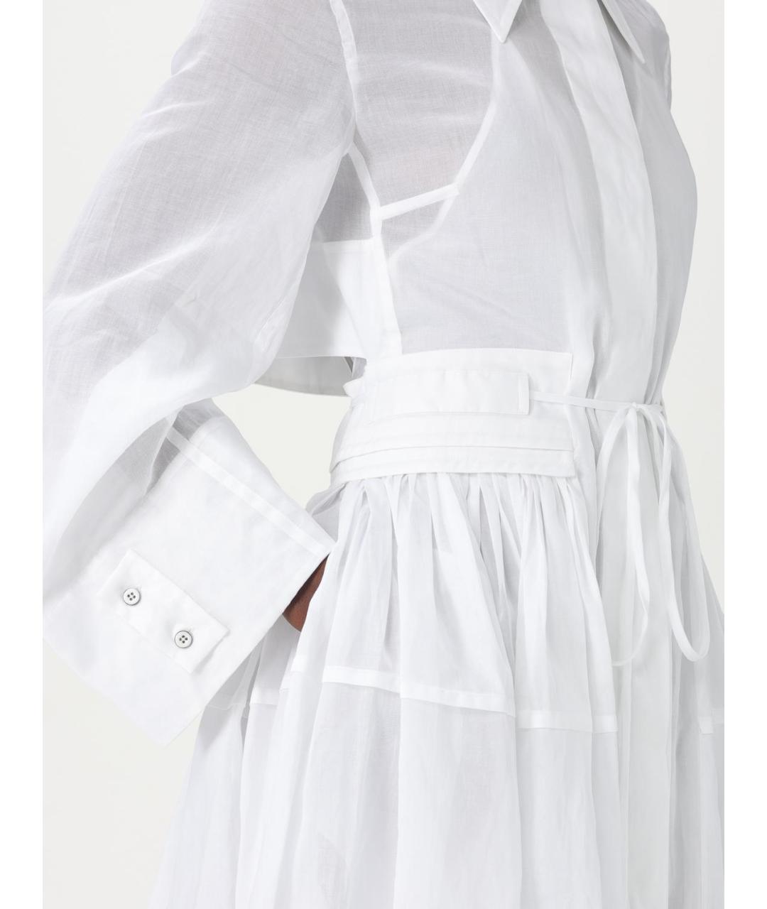 JIL SANDER Белое хлопковое повседневное платье, фото 5