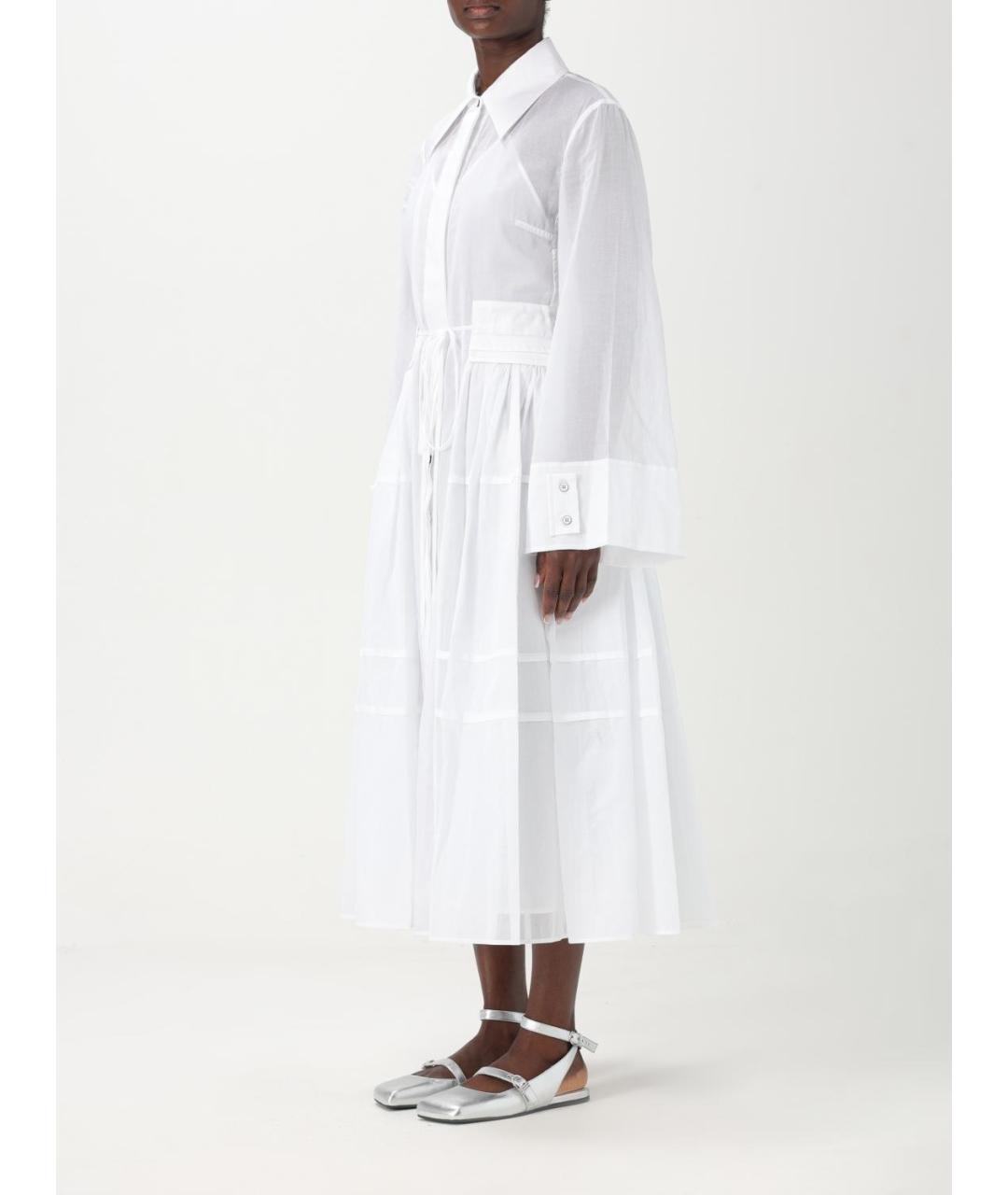 JIL SANDER Белое хлопковое повседневное платье, фото 4