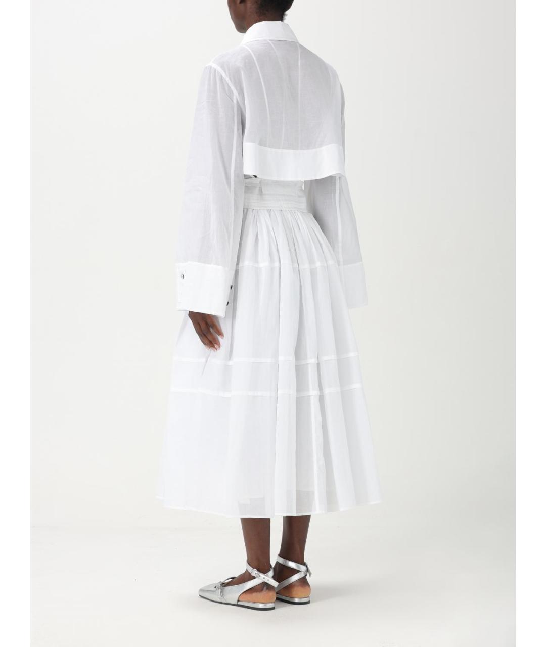 JIL SANDER Белое хлопковое повседневное платье, фото 3