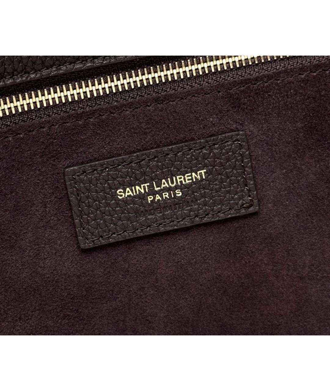 SAINT LAURENT Коричневая кожаная сумка через плечо, фото 5