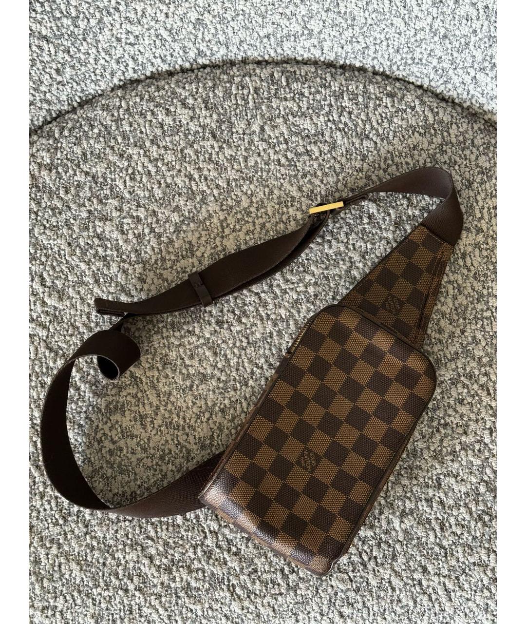LOUIS VUITTON Коричневая кожаная сумка на плечо, фото 9