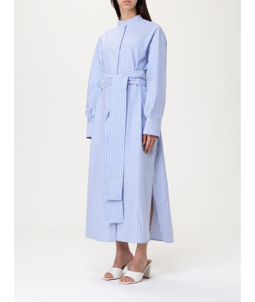 'S MAX MARA Голубое хлопковое повседневное платье, фото 4