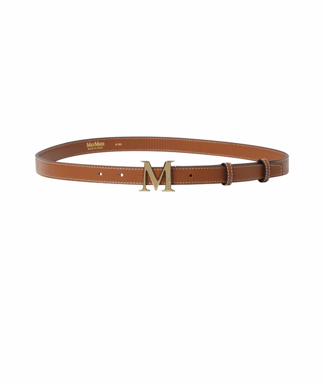 MAX MARA Коричневый кожаный ремень, фото 1