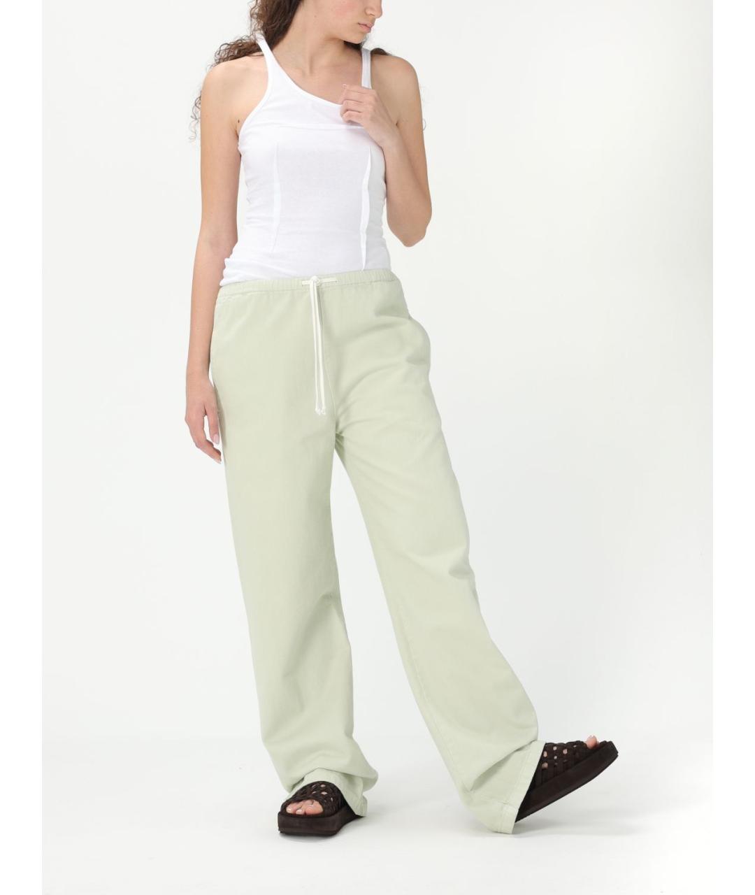 MM6 MAISON MARGIELA Зеленые хлопковые прямые брюки, фото 3