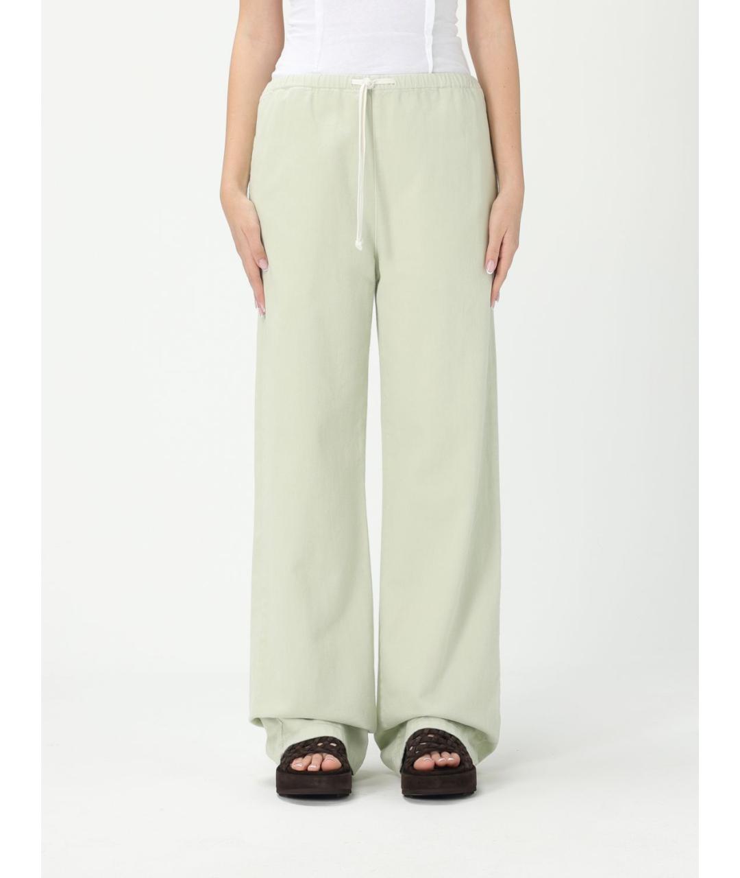 MM6 MAISON MARGIELA Зеленые хлопковые прямые брюки, фото 2