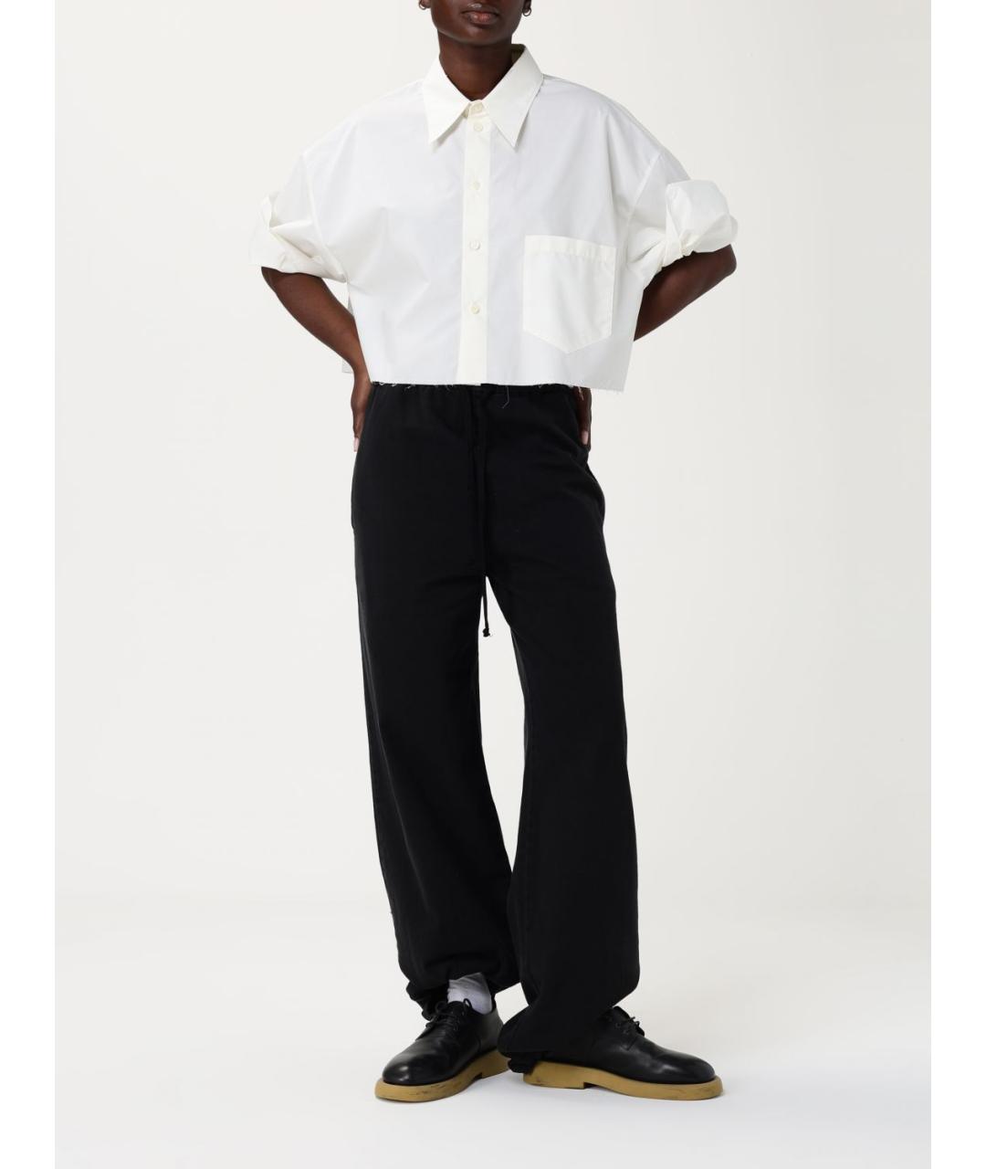 MM6 MAISON MARGIELA Черные хлопковые прямые брюки, фото 3