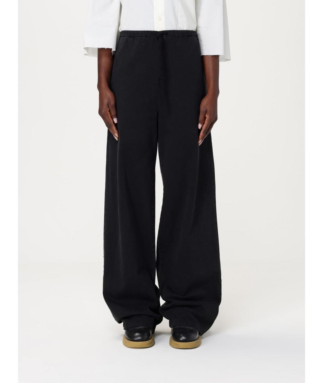 MM6 MAISON MARGIELA Черные хлопковые прямые брюки, фото 2