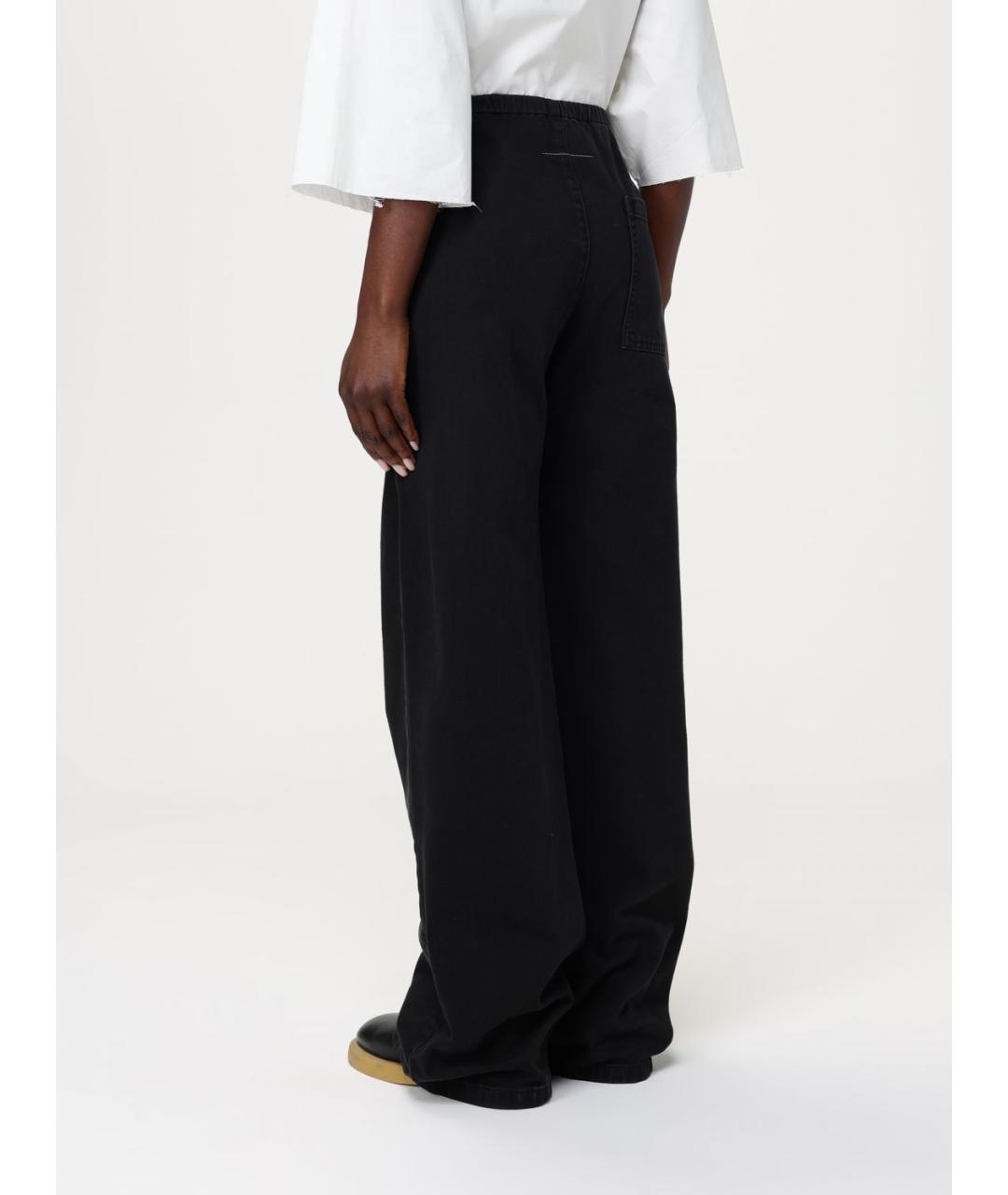 MM6 MAISON MARGIELA Черные хлопковые прямые брюки, фото 4