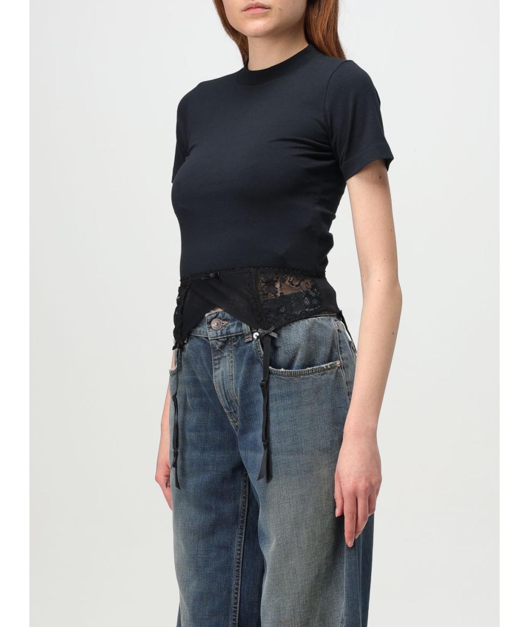 BALENCIAGA Черная хлопко-эластановая футболка, фото 5