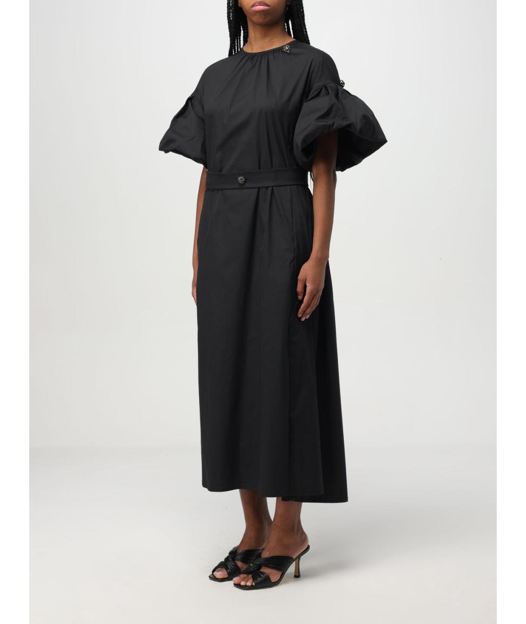 'S MAX MARA Черное хлопковое повседневное платье, фото 4