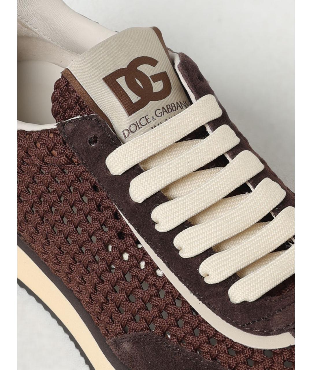 DOLCE&GABBANA Коричневые низкие кроссовки / кеды, фото 4