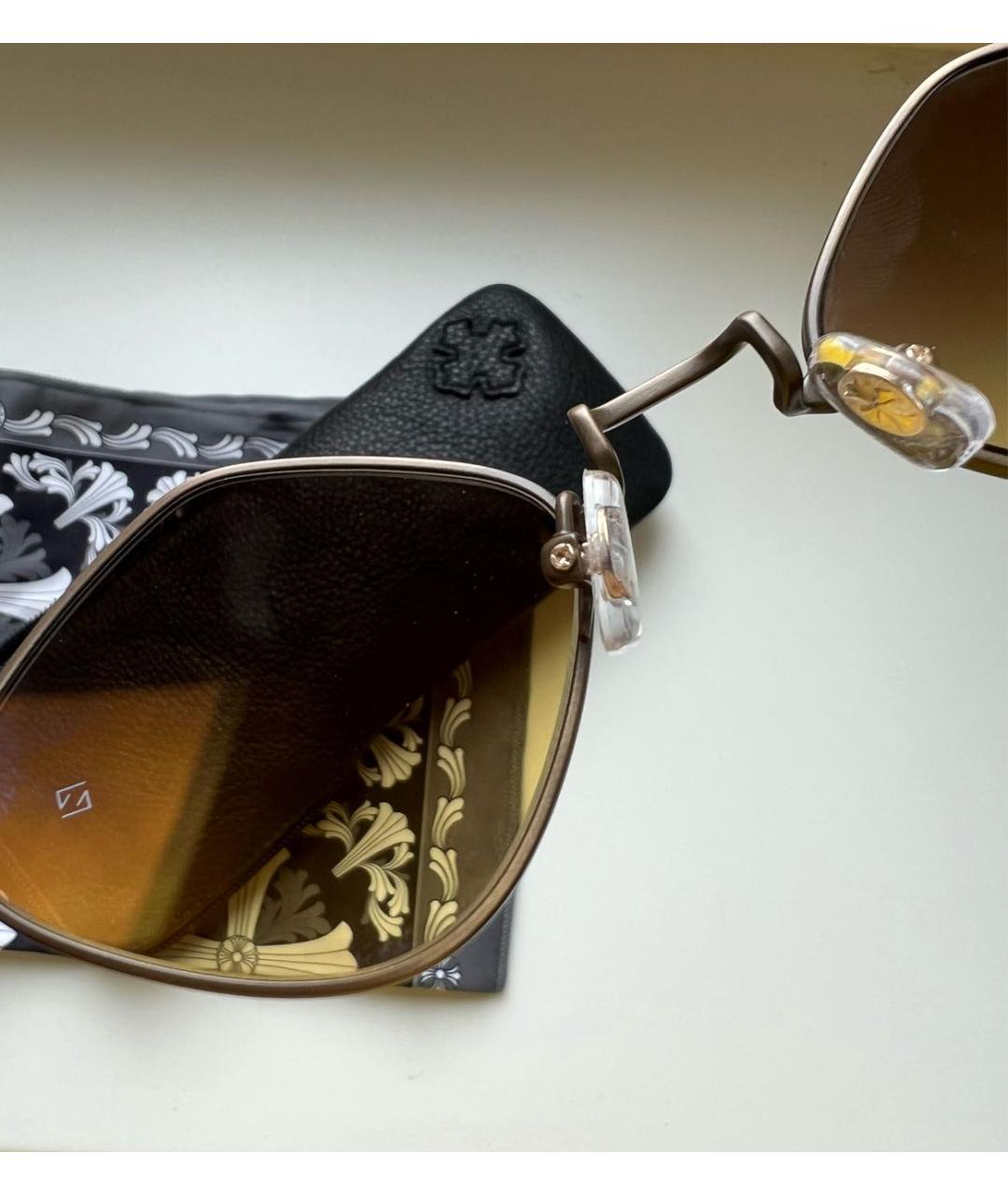 CHROME HEARTS Коричневые металлические солнцезащитные очки, фото 5