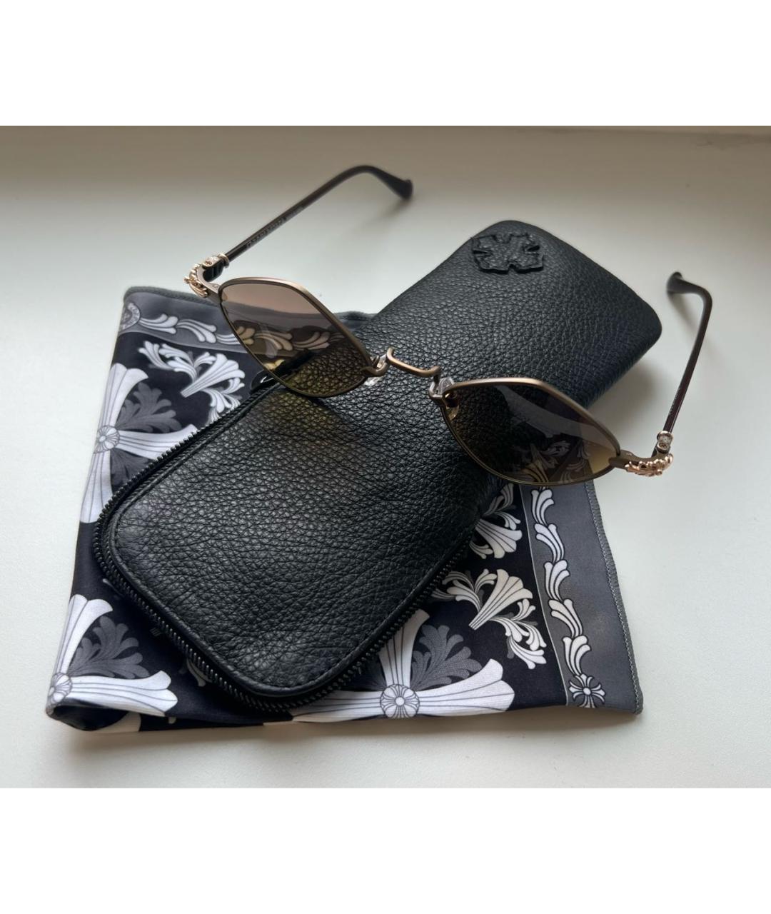 CHROME HEARTS Коричневые металлические солнцезащитные очки, фото 2