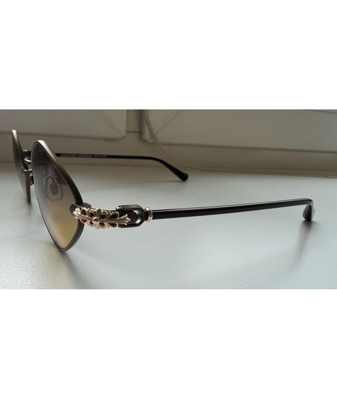 CHROME HEARTS Коричневые металлические солнцезащитные очки, фото 3