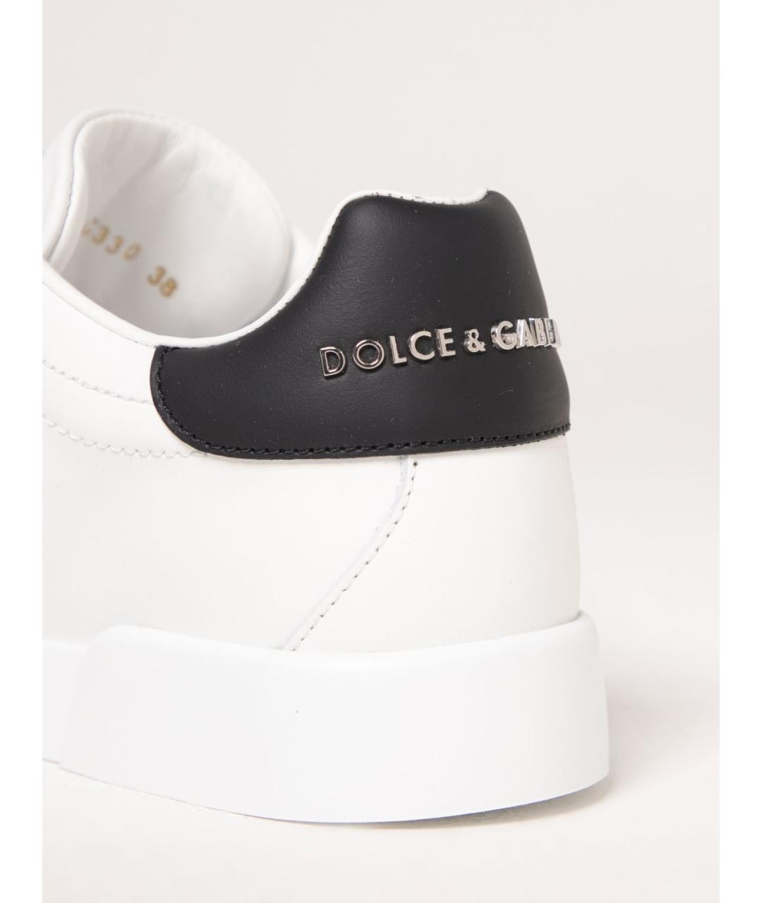 DOLCE&GABBANA Белые кожаные кеды, фото 4