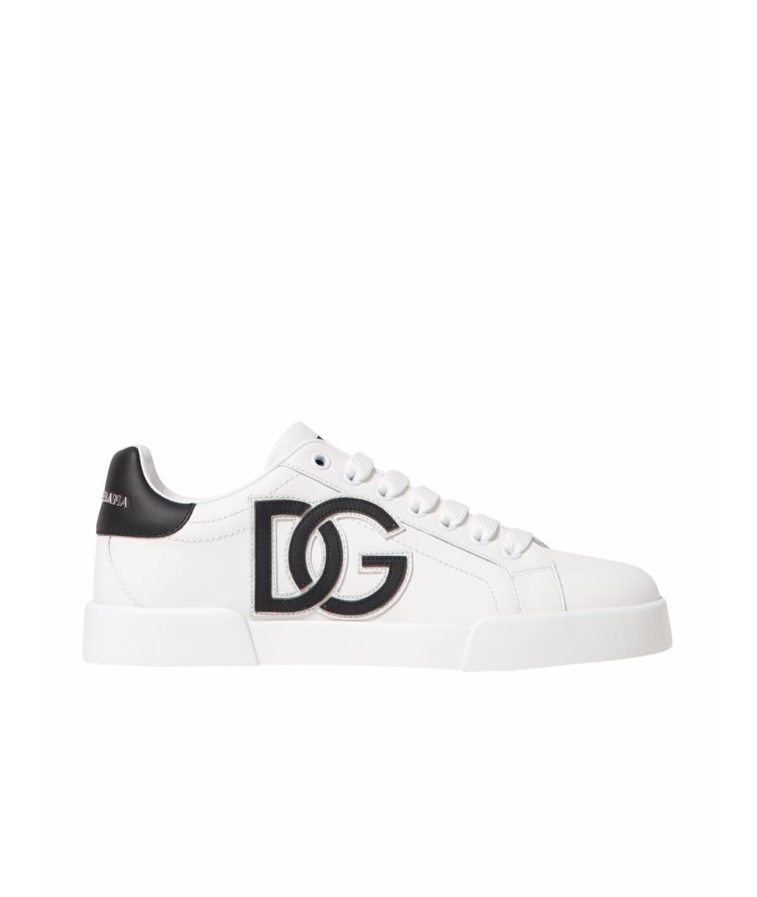 DOLCE&GABBANA Белые кожаные кеды, фото 1