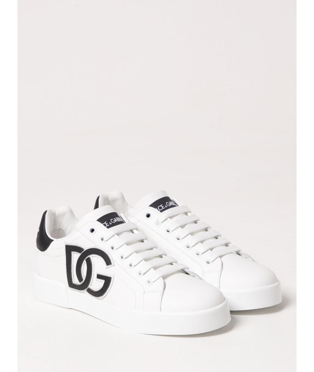 DOLCE&GABBANA Белые кожаные кеды, фото 2