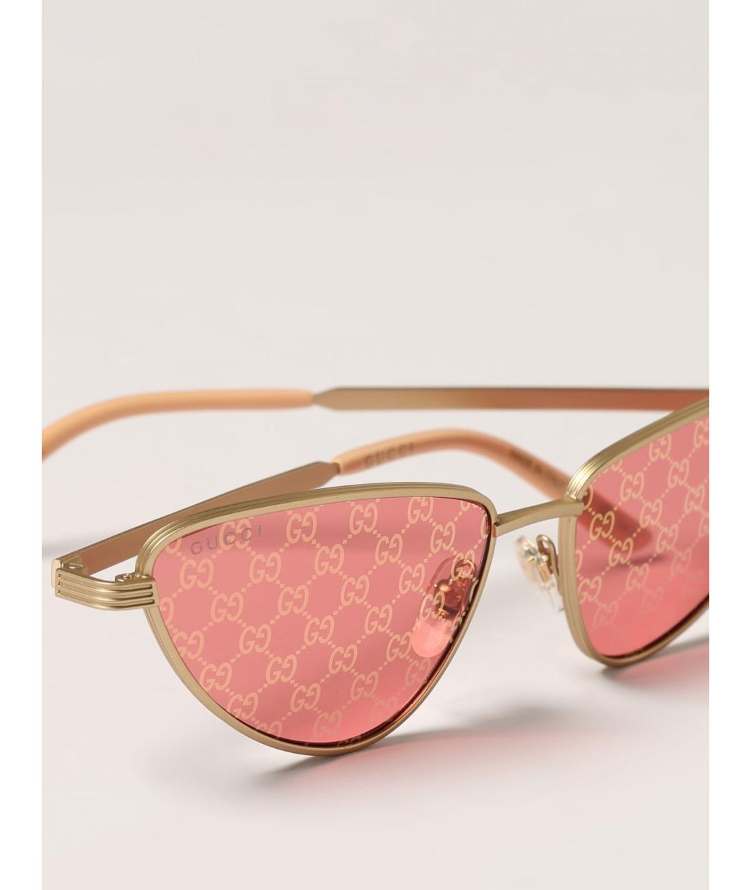 GUCCI Золотые металлические солнцезащитные очки, фото 5